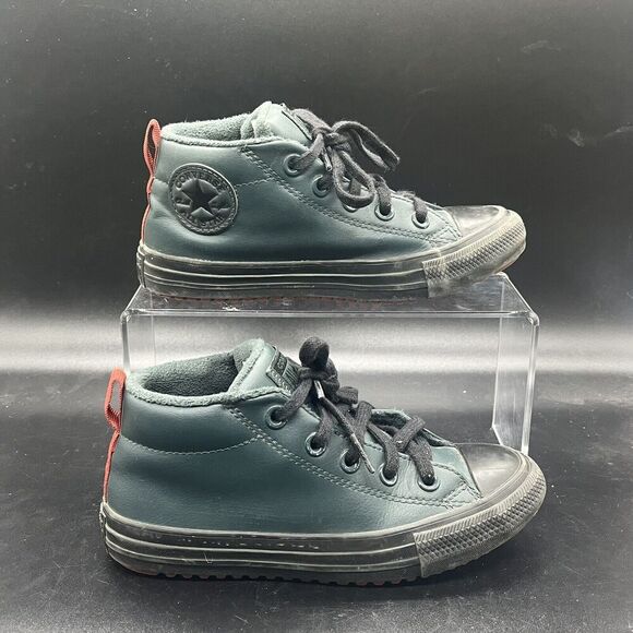 Converse Junior All Star Leather Sneaker size 1 672118C Green casual school - Picture 1 of 8